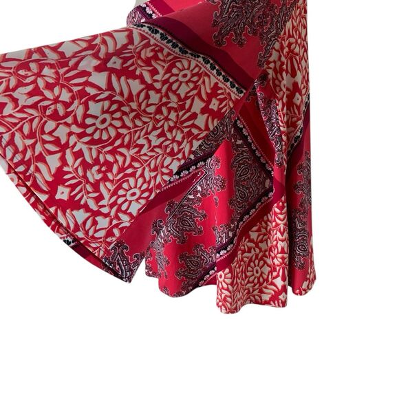 Chico's One Shoulder Blouse Slinky Stretchy Paisley Scarf Print Size 3 (XL) Pink - Picture 4 of 16